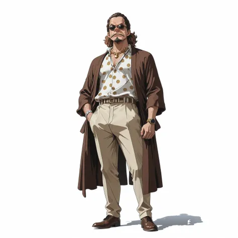 (male), (middle aged man), (masculine man), (athletic body), (brown eyes), (brown hair), (big nose), (full goatee), (solo), (single character), (full body version), (white background), (no background), (highly detailed), (shadow), (natural light), (detaile...