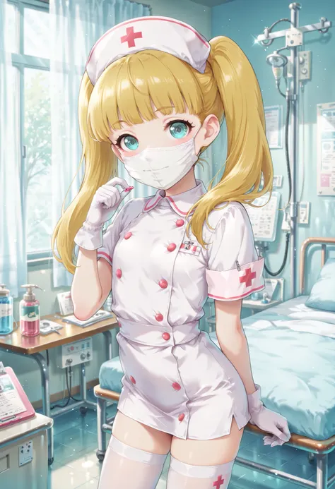 Score_9, score_8_up, score_7_up, source_anime, mary cochran, solo, twintails, blonde hair, aqua eyes, petit, flat chest, (best quality), (high quality), {masterpiece}, extremely delicate and beautiful, ultra-detailed, beautiful detailed eyes, nurse, nurse ...