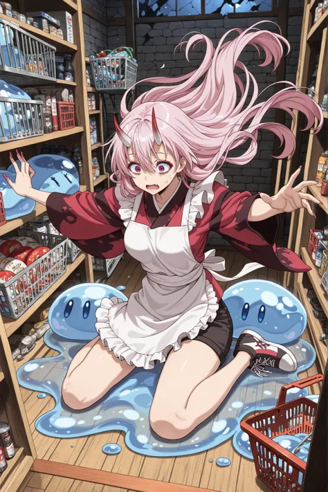 ((language: Japanese、English)、(Masterpiece), (Highest Quality), (High Score), (High Resolution),Uncensored,),
Midnight,moonlight,
(Fantasy、Medieval Japan、(summer)、( Midnight )、(Indoor)、1girl,,solo,),
(,(konbini, scenery,Wooden shop,Product Shelf,Shopping ...