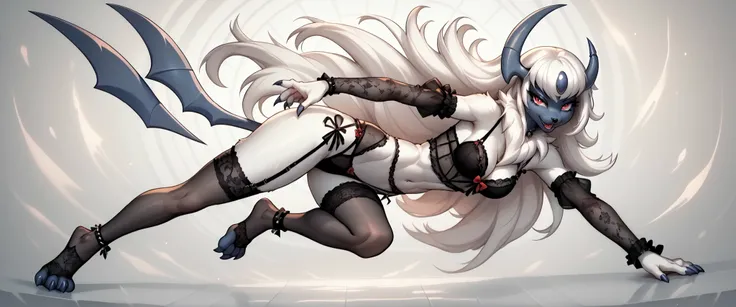 score_9, score_8_up, score_7_up, Pokemon,, Absol, anthro,gothic, lingerie, dynamic pose, full body
