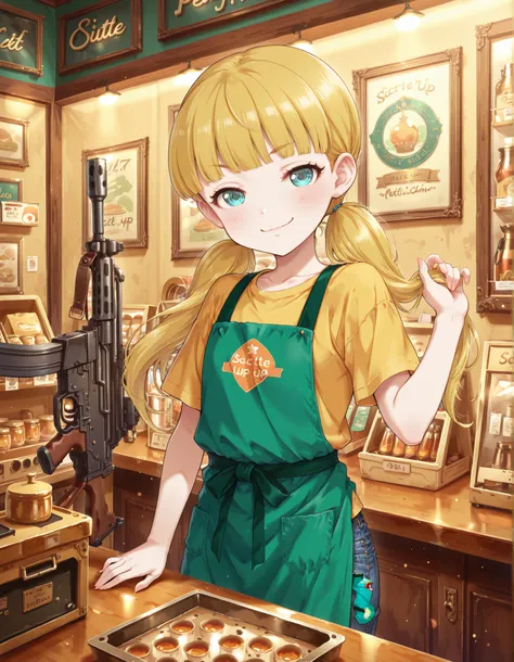 Score_9, score_8_up, score_7_up, source_anime, mary cochran, solo, twintails, blunt bangs, blonde hair, aqua eyes, petit, flat chest, (best quality), (high quality), {masterpiece}, extremely delicate and beautiful, ultra-detailed, beautiful detailed eyes, ...