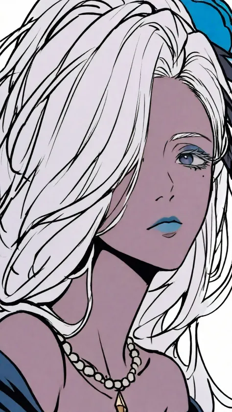 HDR, masterpiece, Highest Quality, Very Aesthetic, (realistic:1.1), (Flat Color:1.5),
Sharan, 1girl, solo, long hair, staring at viewers, blue eyes, simple background, hair ornaments, white background, close their mouths, gem, collarbone, gray hair, Flower...