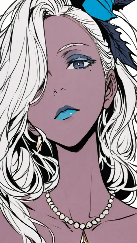 HDR, masterpiece, Highest Quality, Very Aesthetic, (realistic:1.1), (Flat Color:1.5),
Sharan, 1girl, solo, long hair, staring at viewers, blue eyes, simple background, hair ornaments, white background, close their mouths, gem, collarbone, gray hair, Flower...