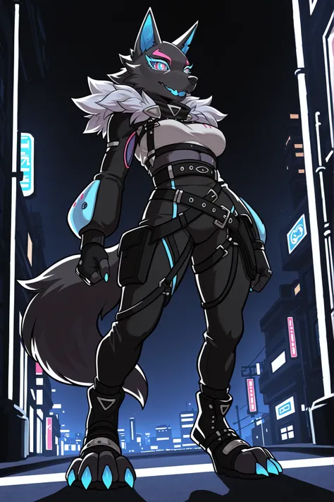 (solo), masterpiece, best quality, clean line art, highres, extremely detailed eyes, perfect eyes, detailed line art, intricate details, ultra-detailed, sharp focus, perfect, full body picture, centered, 1girl, highwire_pack_leader_illust, fur_trim_(clothi...