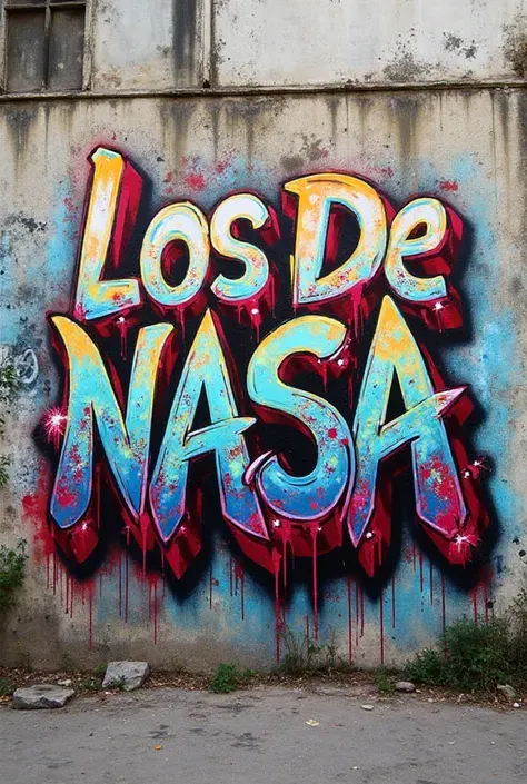 A square image with the word (Los De La Nasa) on a graffiti wall 