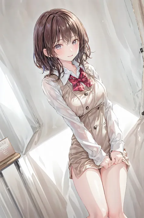 in a high school classroom,Female Teacher with Strict Abstinence,Female Teacher Standing in Front of a Pulpit,the student's back is an adult,Beautiful Legs Glancing at Students,black stockings,selfish body,Cold look,Testing Students' Abstinence,brown hair...