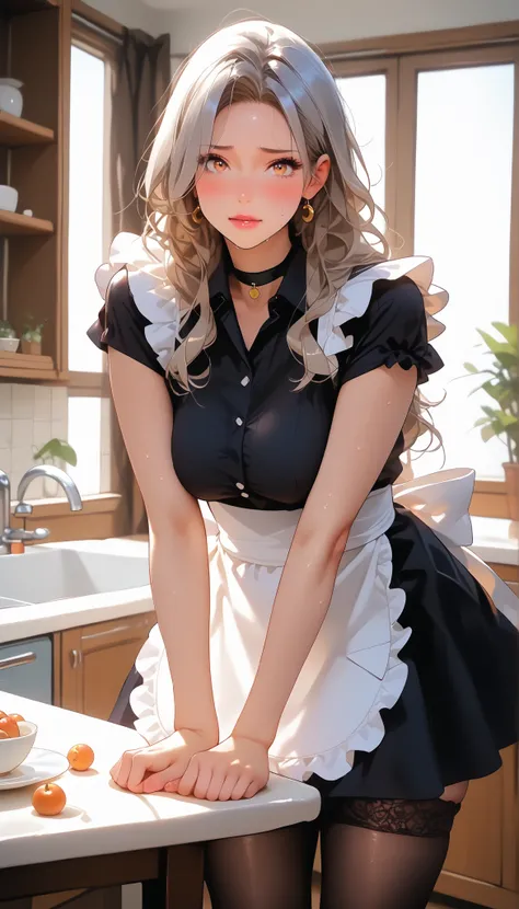 Dining table 앞 chair에 앉아 있음, Focus on the legs, Focus on feet, Stretching her legs forward for a long time, Lift your legs to see the soles of your feet, feet, feetfocusILL, feet, soles, toes, mature female, milf, motherly, foot locking, score_9, score_8_...