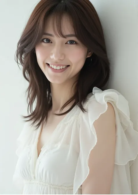 (((1girl,solo))),(very realistic photo, high resolution, beautiful faces, Full Body,glamorous body) 、Ghost in the Shell Seems Important、Motoko Kusamoto ,Age 32、Photo book shoot、transparency、Powerful pose、Smile