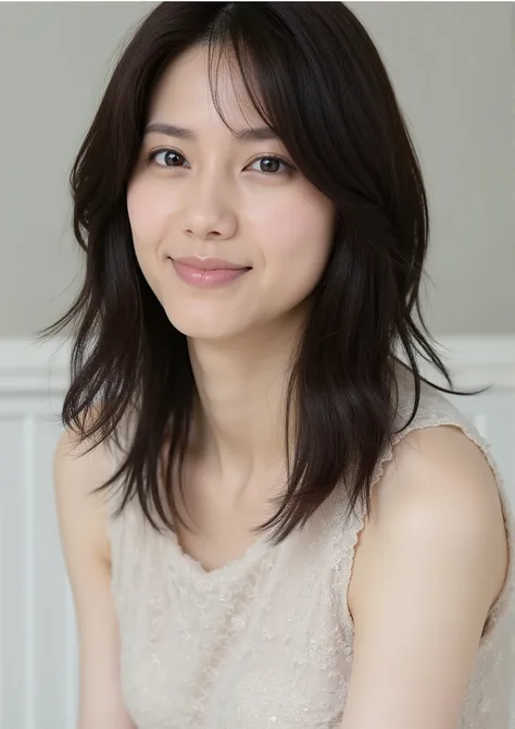 (((1girl,solo))),(very realistic photo, high resolution, beautiful faces, Full Body,glamorous body) 、Ghost in the Shell Seems Important、Motoko Kusamoto ,Age 32、Photo book shoot、transparency、Powerful pose、Smile