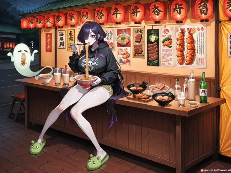 ( ai drawing anime characters eating ramen, ai drawing anime characters eating ramen (meme), ramen, noodles, meme, bowl, eating, restaurant, eating ramen) The gamer girl is a ghost. (her body is transparent and translucent because she is a ghost.) She has ...