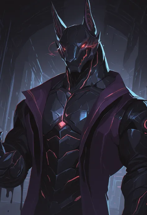 score_9, score_8_up, score_7_up, score_6_up, score_5_up, score_4_up, gigerworld, anthro jackal, wearing black waistcoat over heavy armor, bulky, wide chest, purple expensive tailcoat and trousers, open shirt on chest,
cybrog, anthro, jackal, male, Muscle, ...