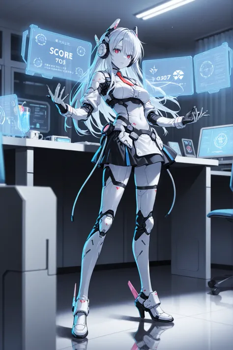 Futuristic VR Headsets、 futuristic headphones ,masterpiece、最High Quality,Super Detailed,high resolution,official illustration,Slender,Fair skin,has white skin,High Quality、headgear,Machinery Parts,score_9、score_8_up、score_7_up、最High Quality、((Futuristic cl...