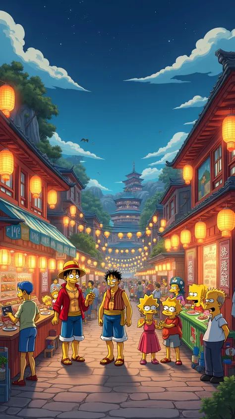 high-definition images、anime、ONE PIECE、Straw Hat Pirates: A Town's Festival Night、The Simpsons Family Summer Festival