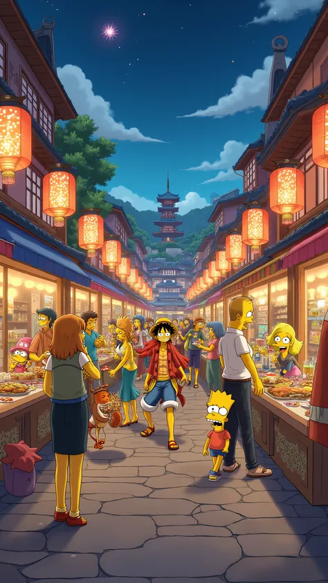 high-definition images、anime、ONE PIECE、Straw Hat Pirates: A Town's Festival Night、The Simpsons Family Summer Festival