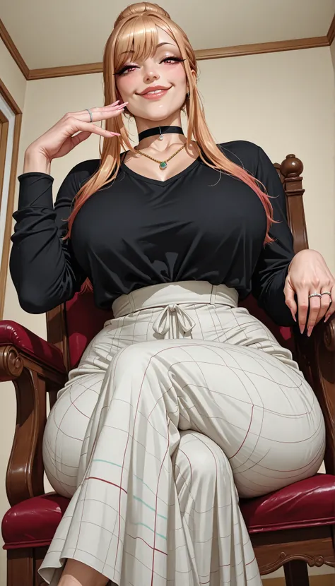 1woman, mature, from front, marin kitagawa, my dress up darling, tshirt, long skirt, round butt, curvy, large breast, thick muscular thighs, wide curvy hips, voluptuous body, Curvy body, thicc woman, smilling, lips, naughty face, smug, medium shot, erotic ...