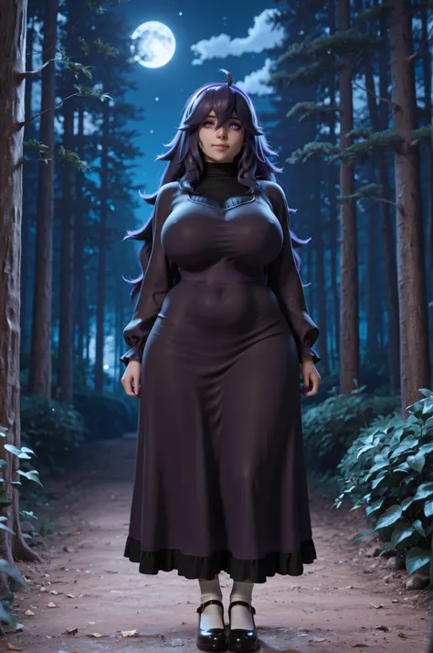 masterpiece, best quality, perfect quality, absurdres, highres, newest, absolutely eye-catching, intricate, highly detailed, detailed background, highly detailed face, detailed eyes, 1girl, patHex, Hex maniac, purple hair, messy hair, purple eyes, plump, h...