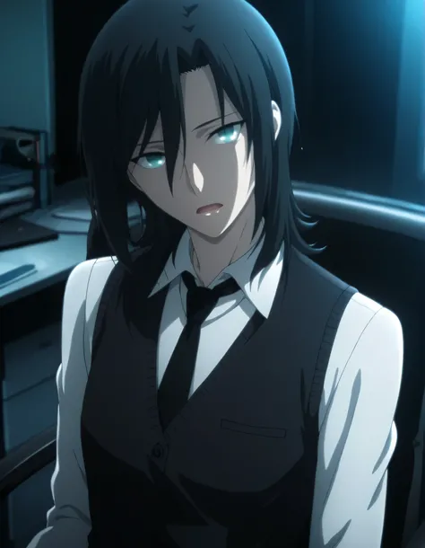 <lora:KnK_aozaki_toukoXLIllustrious001>,
masterpiece,best quality,good quality,newest, detailed face,
office, dark , ,
, light open mouth,
looking at viewer,
solo,
anime coloring,
aozaki_touko\(kara_no_kyoukai\),1girl,(flipped hair), ((inverted medium cut ...