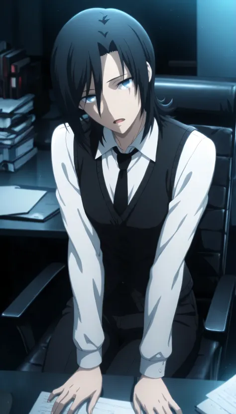 <lora:KnK_aozaki_toukoXLIllustrious001>,
masterpiece,best quality,good quality,newest, detailed face,
office, dark , ,
, light open mouth,
looking at viewer,
solo,
anime coloring,
aozaki_touko\(kara_no_kyoukai\),1girl,(flipped hair), ((inverted medium cut ...