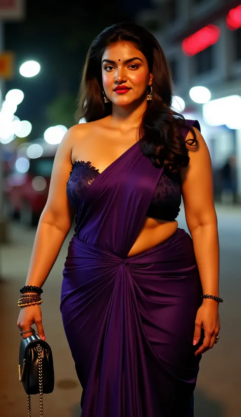 Masterpiece (Honey Rose), RAW photo , best quality , photorealistic , extremely detailed CG unity 8k wallpaper , Depth of field , Cinematic Light , Ray tracing , one Indian lady , Indian 45 years old milf lady , Mallu Indian , Dusky and chubby , ((wearing ...