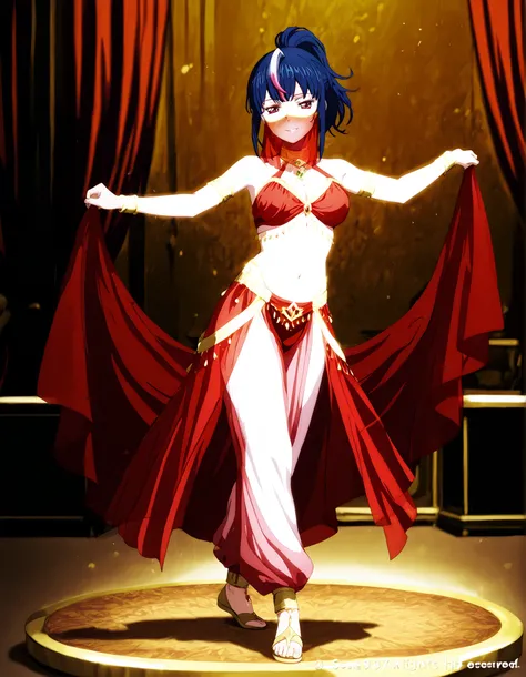 (1girl:1 . 5) , (Seul:1 . 5) , score_9 , score_8_haut , score_7_haut , source_anime , Official work  , ultra-detailed , masterpiece , better quality , high resolution , beaux yeux , detailed eyes , Detailed face , beautiful detailed eyes,ponytail, multicol...