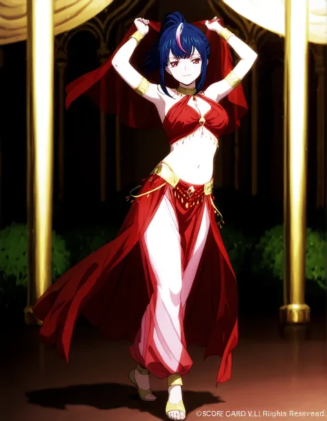 (1girl:1 . 5) , (Seul:1 . 5) , score_9 , score_8_haut , score_7_haut , source_anime , Official work  , ultra-detailed , masterpiece , better quality , high resolution , beaux yeux , detailed eyes , Detailed face , beautiful detailed eyes,ponytail, multicol...