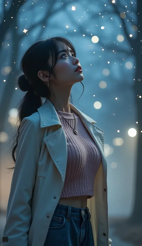 ( 32K High Resolution, Highest Quality, masterpiece, Ultra High Definition), Details on all aspects,  (((ultimate perfect dynamic composition:1.3, Starry sky in full bloom, night空に舞う蛍の光:1.3, mysterious:1.3))), Highly detailed skin and facial textures, prof...