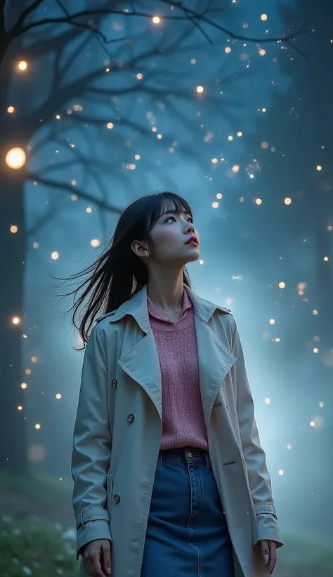 ( 32K High Resolution, Highest Quality, masterpiece, Ultra High Definition), Details on all aspects,  (((ultimate perfect dynamic composition:1.3, Starry sky in full bloom, night空に舞う蛍の光:1.3, mysterious:1.3))), Highly detailed skin and facial textures, prof...