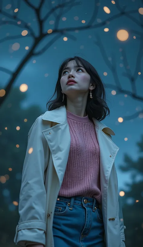 ( 32K High Resolution, Highest Quality, masterpiece, Ultra High Definition), Details on all aspects,  (((ultimate perfect dynamic composition:1.3, Starry sky in full bloom, night空に舞う蛍の光:1.3, mysterious:1.3))), Highly detailed skin and facial textures, prof...