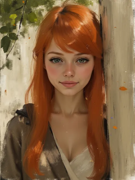 sketch painting, marinette Dopanchan, UHD, masterpiece, amazing quality, very aesthetic, ((A very beautiful 22 year old paladin warrior, a faint cetacean blue glow emanates from its robe)), ((candy pink lips)), long orange-red hair, leaning against a secuo...