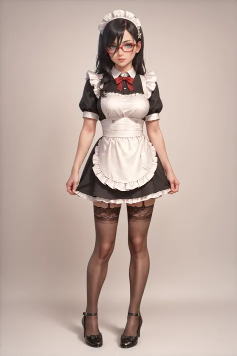 ((inspired by )),((inspired by Animation Style:1.5)),(masterpiece, best quality),beautiful, beautiful-woman, ((detailed face)).(full body:1.3).,
((black hair)), glasses, blue eyes, long hair, over-rim eye-wear,semi-rimless eye-wear, between eyes .(red-fra...