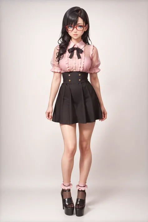 ((inspired by )),((inspired by Animation Style:1.5)),(masterpiece, best quality),beautiful, beautiful-woman, ((detailed face)).(full body:1.3).,
((black hair)), glasses, blue eyes, long hair, over-rim eye-wear,semi-rimless eye-wear, between eyes .(red-fra...