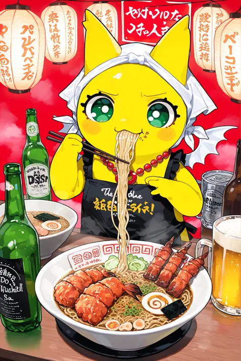 (xxx667_illu,DSP, artist:DSP, mogeko,eating ramen,) Ramen faèrie. She is miniature chibi. She has white fae wings. She has yellow skin and two fluffy yellow ears. Her eyes are blue. She has hair clips. She is dressed in kawaii yellow kimono with food print...