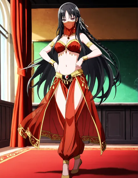 (1girl:1 . 5) , (Seul:1 . 5) , score_9 , score_8_haut , score_7_haut , source_anime , Official work  , ultra-detailed , masterpiece , better quality , high resolution , beaux yeux , detailed eyes , Detailed face , beautiful detailed eyes,red eyes, black ha...