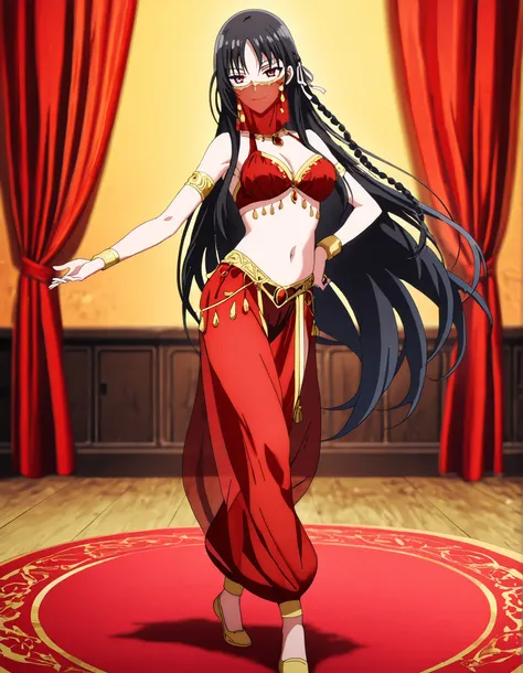 (1girl:1 . 5) , (Seul:1 . 5) , score_9 , score_8_haut , score_7_haut , source_anime , Official work  , ultra-detailed , masterpiece , better quality , high resolution , beaux yeux , detailed eyes , Detailed face , beautiful detailed eyes,red eyes, black ha...