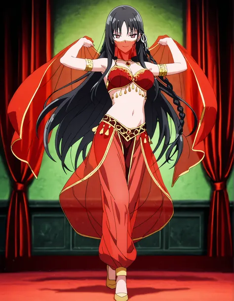 (1girl:1 . 5) , (Seul:1 . 5) , score_9 , score_8_haut , score_7_haut , source_anime , Official work  , ultra-detailed , masterpiece , better quality , high resolution , beaux yeux , detailed eyes , Detailed face , beautiful detailed eyes,red eyes, black ha...