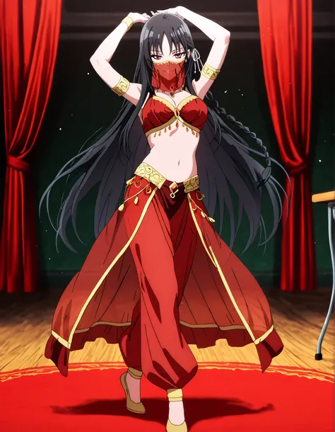 (1girl:1 . 5) , (Seul:1 . 5) , score_9 , score_8_haut , score_7_haut , source_anime , Official work  , ultra-detailed , masterpiece , better quality , high resolution , beaux yeux , detailed eyes , Detailed face , beautiful detailed eyes,red eyes, black ha...