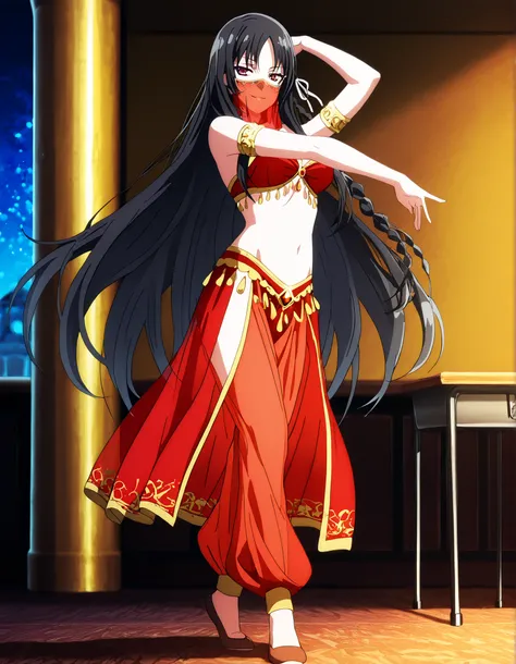 (1girl:1 . 5) , (Seul:1 . 5) , score_9 , score_8_haut , score_7_haut , source_anime , Official work  , ultra-detailed , masterpiece , better quality , high resolution , beaux yeux , detailed eyes , Detailed face , beautiful detailed eyes,red eyes, black ha...