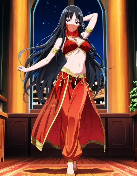 (1girl:1 . 5) , (Seul:1 . 5) , score_9 , score_8_haut , score_7_haut , source_anime , Official work  , ultra-detailed , masterpiece , better quality , high resolution , beaux yeux , detailed eyes , Detailed face , beautiful detailed eyes,red eyes, black ha...