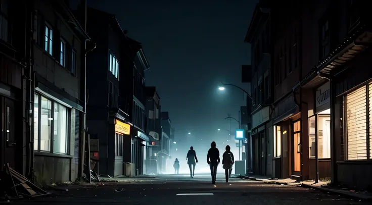 Design a macabre and nightmarish scene of a city street during an outbreak of SCP-129. Show infected humans wandering the streets, their bodies covered in grotesque fungal growths that emit an eerie bioluminescence. Use a dark and moody digital painting st...