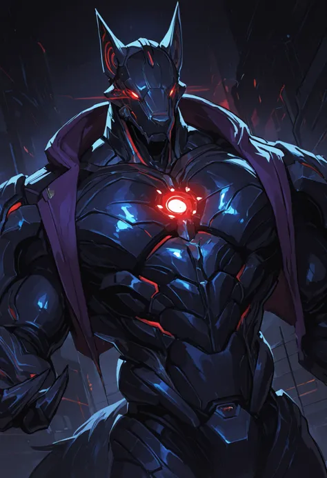 score_9, score_8_up, score_7_up, score_6_up, score_5_up, score_4_up, gigerworld, anthro jackal, wearing black waistcoat over heavy armor, bulky, wide chest, purple expensive jacket, open shirt on chest,
cybrog, anthro, jackal, male, Muscle, Delicate face, ...