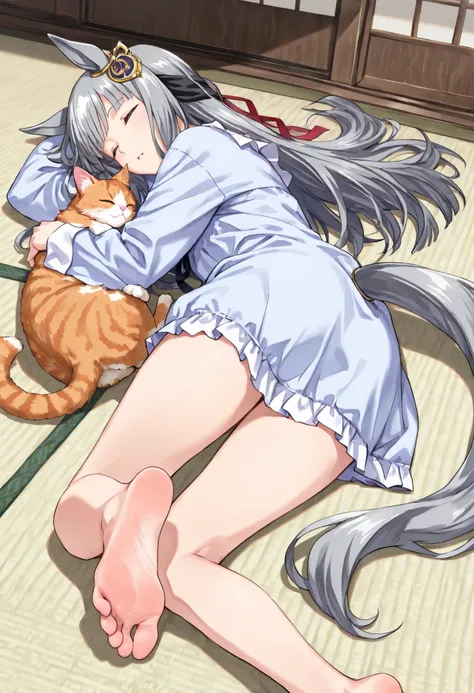 (masterpiece, best quality, perfect face:1.4), wide angle, chrono genesis\(umamusume\), 1girl, floating hair, horse ears, ear ornament, tail on the lower back, horse tail, proportional body, proportional,1 girl, beautiful hair, beautiful face, beautiful de...