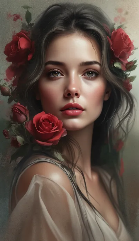 A Beautiful Woman with a Red Rose
