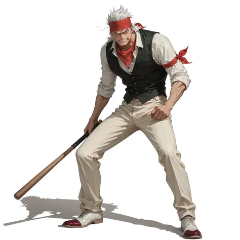 (male), ( man), (spiky hair, mullet hair, white hair), (black eyes), (angry face), (standing pose), (solo), (single character), (full body version), (white background), (no background), (highly detailed), (shadow), (natural light), (detailed outfit), (deta...