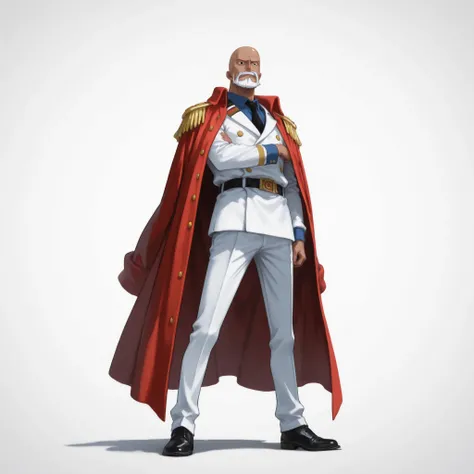 (male), (old man, dark skin), (slim body), (bald, beard), (black eyes), (solo), (single character), (full body version), (white background), (no background), (highly detailed), (shadow), (standing pose), (natural light), (detailed outfit), (detailed hand),...