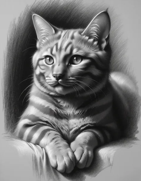 B&W Renaissance study work , Portrait of a cat