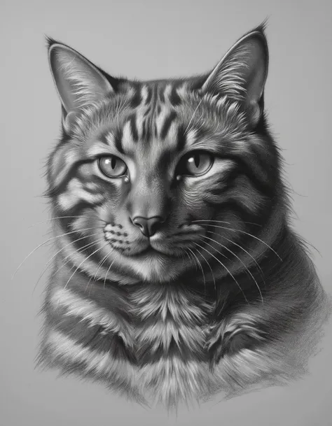 B&W Renaissance study work , Portrait of a cat
