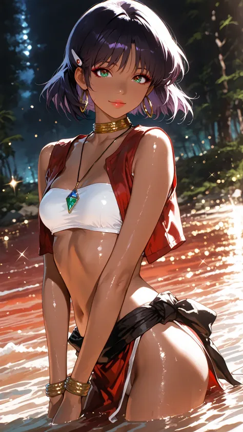  1 beautiful girl,Beautiful colored light, Sparkle in the eyes, glossy lips, slender body, Sensual Body, Beautiful skin that repels water,Tranquil standing in natural light,Sandy coast, High Quality, Realistic Portraits,realistic texture,Precise Depiction,...