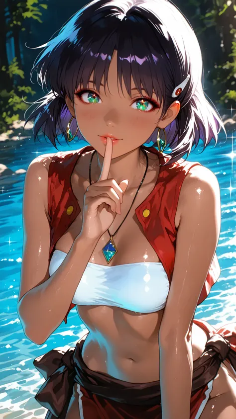  1 beautiful girl,Beautiful colored light, Sparkle in the eyes, glossy lips, slender body, Sensual Body, (shushing), Beautiful skin that repels water,Tranquil standing in natural light,Sandy coast, High Quality, Realistic Portraits,realistic texture,Precis...