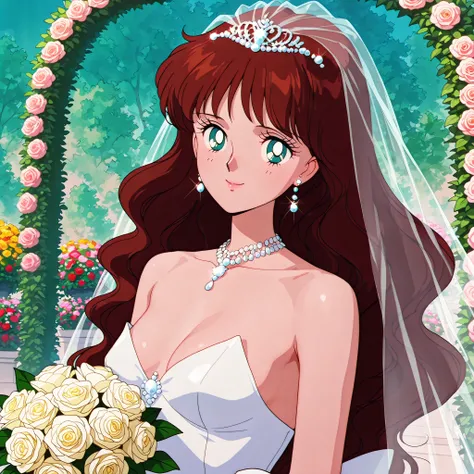 masterpiece, amazing quality, best quality, ultra-detailed, 8K, illustration, clear skin, ultra-detailed-eyes, soft skin, very awa, very as2, soft body, 1990s \(style\), official art, 1girl,solo,haruna sakurada, bishoujo senshi sailor moon, long hair, redd...