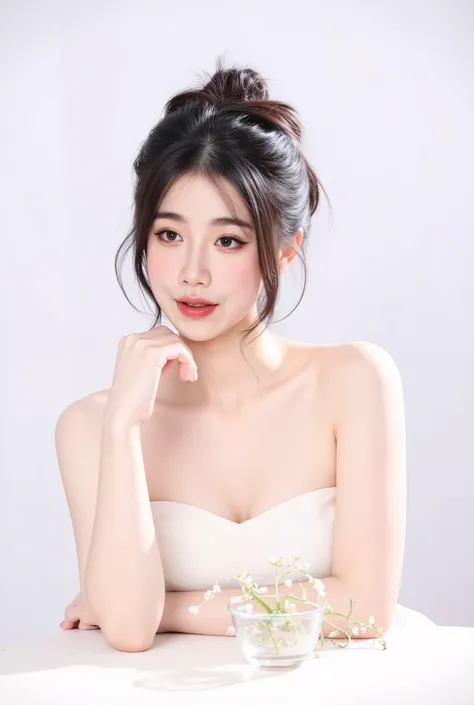 A beautiful young woman, smiling, studio portrait, soft lighting, highly detailed, realistic, cinematic, 8k, sharp focus, intricate details, photorealistic, hyperrealism, depth of field